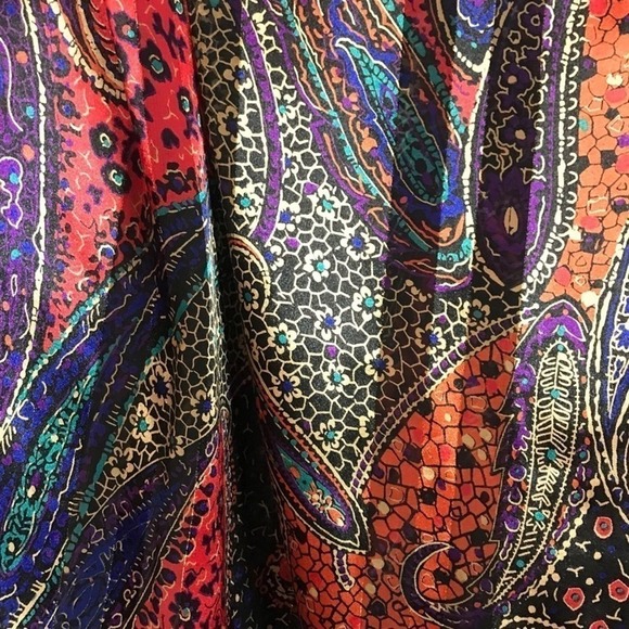 Tess 80s VTG Paisley Blouse Back Button Up Detailed Shoulders Size 10 - Picture 9 of 16